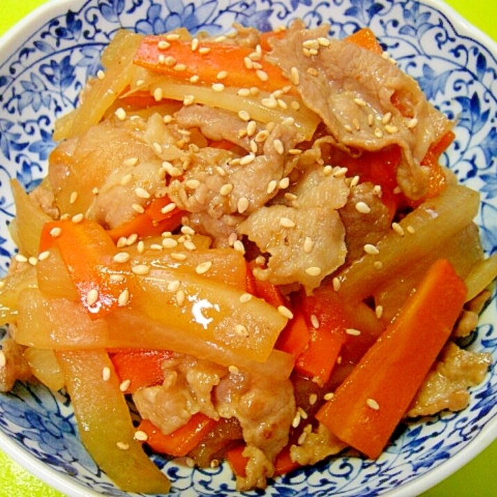 大根とにんじん豚肉のきんぴら風